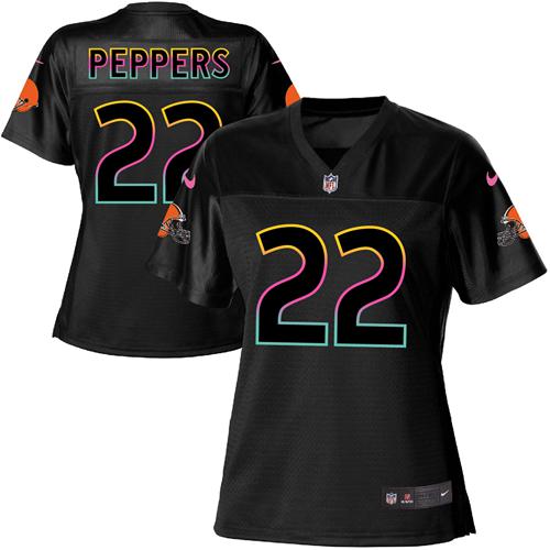 Nike Browns #22 Jabrill Peppers Black Women's NFL Fashion Game Jersey